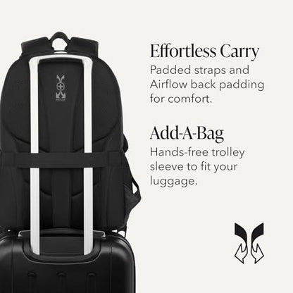 SWISSGEAR Cecil Laptop Backpack, Fits Most 16-Inch Laptops, Three-Compartment Design, Airflow Back Panel, Black, 27.3L, 18-Inch - color: Black Hex