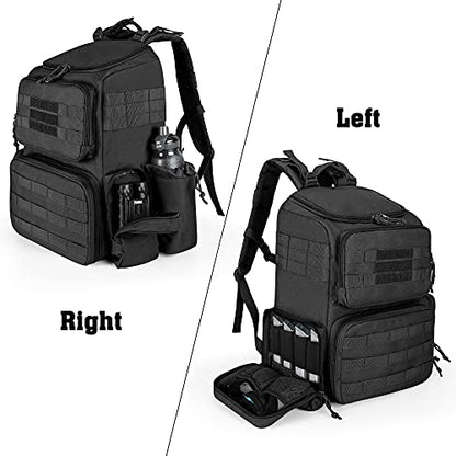 DSLEAF Tactical Range Pistol Backpack with 6 Pistol Cases, Gun Backpack with 9X Magazine Slots for Shooting and Hunting - color: Black