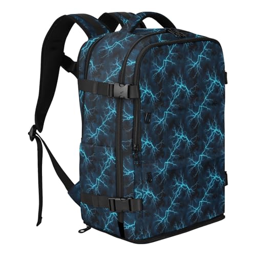 Travel Backpack with Shoe Compartment, 20L Large Capacity Laptop Backpack for Men Women, Electric Blue Lightning Daypack for Traveling Hiking Carry On