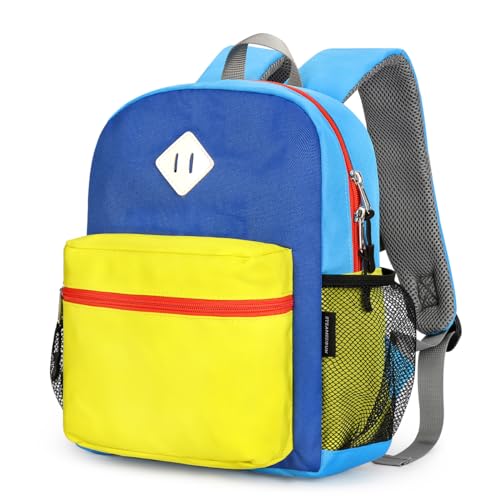 STEAMEDBUN Toddler Backpack for Boys 2-4,Kindergarten Backpack for Boys,Preschool Backpack,Mini - color: Blue-yellow, size: Mini - 12"H