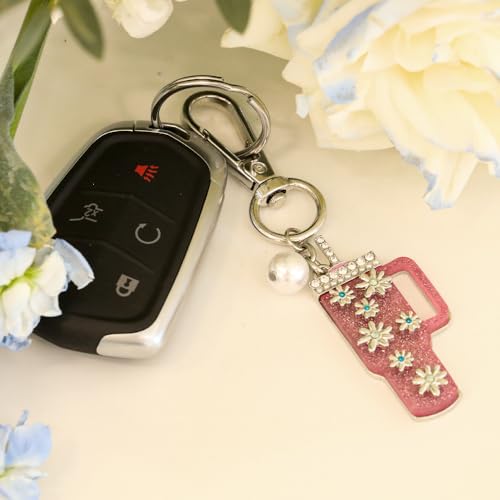 Madison Tyler Western Cowboy Boots Cherry Bow Bubble Tea Strawberry Cute Keychain | Bag Charms for Handbags Purse Charms - color: Mug