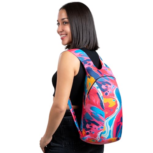 Nanobag Daypack - Ultralight 16L Foldable Travel & Hiking Backpack, Reusable, Packable, Collapsible Bag for Men & Women - color: Splash