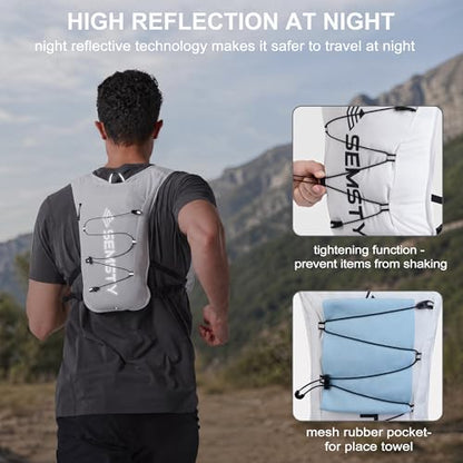 Running Hydration Vest 5L,Running Vest Pack with 1.5L Water Bladder,Lightweight Water Backpack for Hiking Running Cycling - color: White