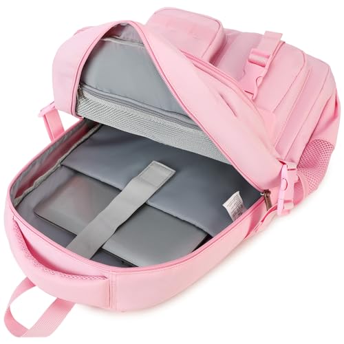 abshoo Large Heavy Duty Backpack For School College Bookbag Casual Multi Pocket Travel Backpacks - color: Pink
