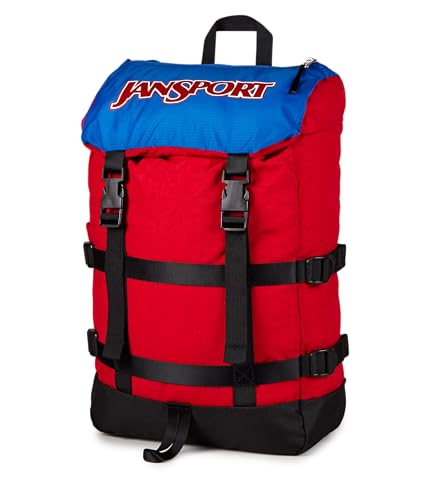 JanSport Skip Pack Backpack – 28L Capacity, Fits 13.5" Laptop, Large Main Compartment, Side Water Bottle Pocket – Ideal for Work & Travel, Red Tape - color: Red Tape