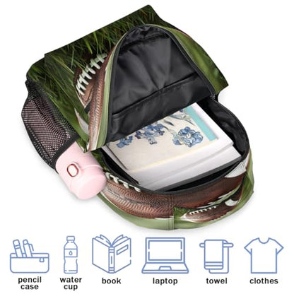 American Football Ball Backpack with Chest Strap, Casual Backpack for Women Men, 16 Inch Daypack for Travel Work, Rugby - color: Brown