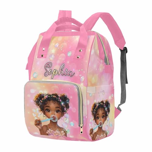 Newcos Personalized Diaper Bag Backpack with Name, Custom Mommy Diaper Bags for New Mom Baby, Customized Waterproof Nursing Bags with Water Bottle Tote Bag for Wife Women Men Newborn Travel Pink - color: Patten 02