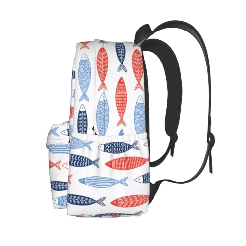 Ocean Fish Backpack School Bag Lightweight Bookbag Casual Daypack for Girls Boys Kids Women Men Travel Laptop 16 Inch - color: Fish
