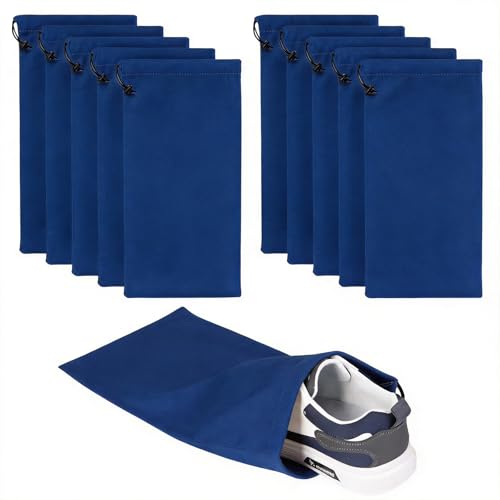 10 Pcs Single Shoe Bags for Travel,18"X9"shoe travel bag for Packing Dustproof Shoe Bag storage Sneaker Travel Bags Washable & Reusable dust bags for Boots Handbags Shoes & Toys (Blue) - color: Blue