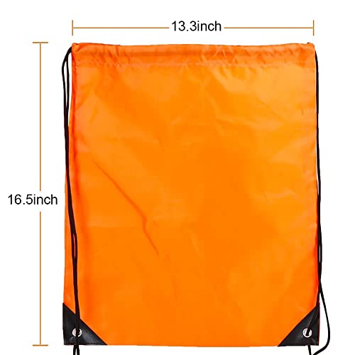Bulk Drawstring Bags, Polyester Draw String Bags, Gym Sports Cinch Bag Drawstring Backpack for Women Men - color: Orange
