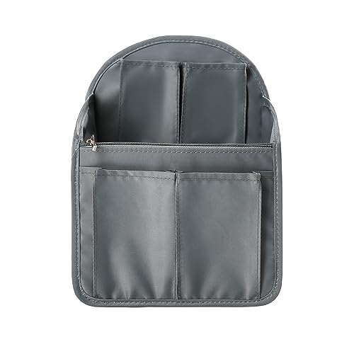 Surblue Backpack Organizer Insert Liner Hanging Travel Rucksack Purse and Handbag Insert Pocket, High-capacity Divider Foldable Nylon Shoulder Bag Organizer for Men and Women, (Grey, M) - color: Grey, size: M
