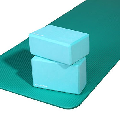 Fitvids Set of 2 High Density Yoga Blocks, 9"x6"x4" Each, Pair, Multiple Colors - color: Green