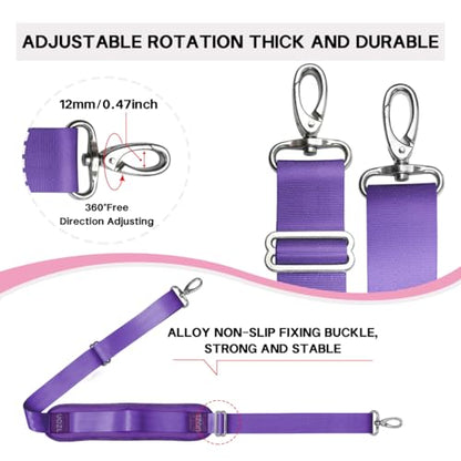 59 Inch Shoulder Straps, Soft with Ultra-Thick Fixed Shoulder Pad, Two Way Independently Adjustable Buckle Replacement Straps for Laptop Bag Messenger Bag Tool Bag Luggage,Purple - color: Purple, size: 59 inch