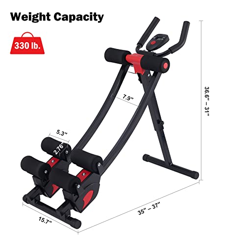 ZELUS Ab Machine for Home Gym, Core Strength Training Equipment for Home Fitness, Ab Crunch Coaster with 4 Intensities and Digital Display, Foldable Core Trainer for Abdominal - style: Ab Crunch