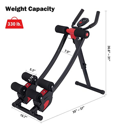 ZELUS Ab Machine for Home Gym, Core Strength Training Equipment for Home Fitness, Ab Crunch Coaster with 4 Intensities and Digital Display, Foldable Core Trainer for Abdominal - style: Ab Crunch