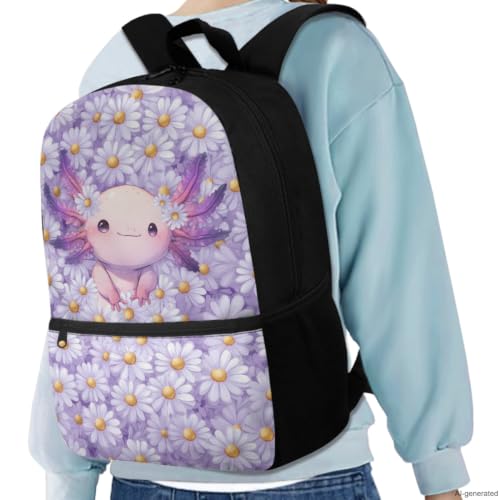 ZDCUSTOM 5PCS Daisy Axolotl Backpacks with Lunch Box Set for Girls - color: Daisy Axolotl