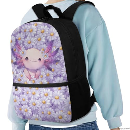 ZDCUSTOM 5PCS Daisy Axolotl Backpacks with Lunch Box Set for Girls - color: Daisy Axolotl