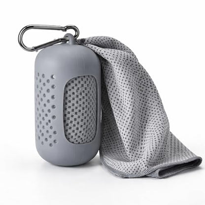 Cooling Towel with Clip Case – Quick-Dry Neck Wrap for Sports, Beach Tote Bags, Gym, Travel & Outdoor Heat (Green) - color: Green