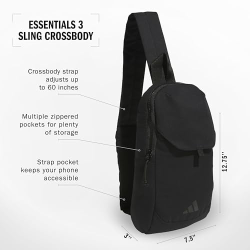 adidas Essentials 3 Crossbody – Sling Bag with Phone Pocket - color: Black