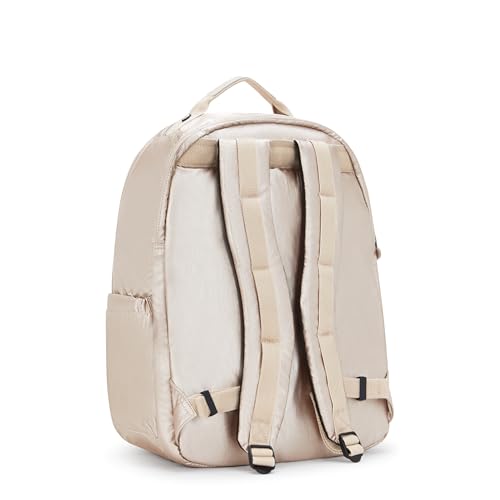 Kipling Women's Seoul Extra Large 17" Laptop Backpack, Durable, Roomy with Padded Shoulder Straps, Built-In Protective Sleeve - color: Quartz Metallic, size: 13.5''L x 17.75''H x 9''D