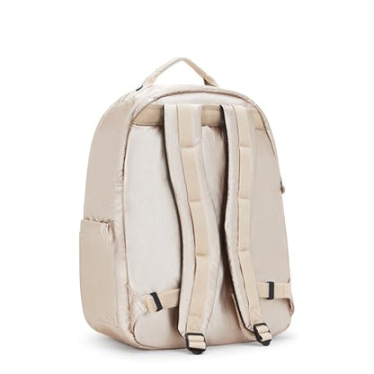 Kipling Women's Seoul Extra Large 17" Laptop Backpack, Durable, Roomy with Padded Shoulder Straps, Built-In Protective Sleeve - color: Quartz Metallic, size: 13.5''L x 17.75''H x 9''D
