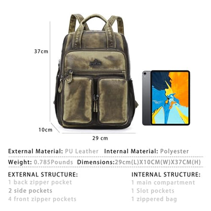 Angel Kiss Backpack Purse for Women Soft Washed Leather Multi Pocket Casual Travel Backpacks… - color: Green