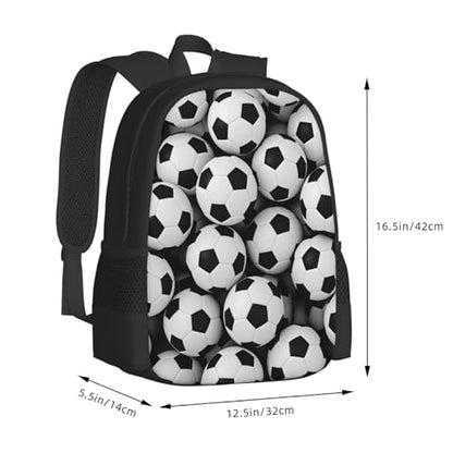 Black and White Football Soccer Backpack Laptop Travel Bag Adjustable Backpack Print Daypack for Men Women 16.5 In - color: Style 3