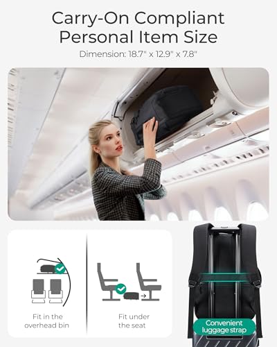 BAGSMART Travel Backpack for Men Women, Carry On Backpack Flight Approved TSA Friendly with USB Charging Hole Lightweight Weekender Bag Casual Daypack 17.3 Inch Laptop Business Work Backpack, Black - color: Black