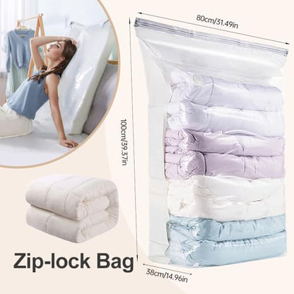No‑Pump Vacuum Storage Bags, 2026 New Storage Compression Bags, Large Cube Vacuum Seal Bags, Heavy-Duty Press & Seal for Clothes, No Pump Needed (Large 2PCS) - color: Large 2PCS