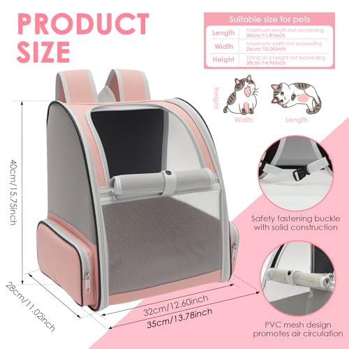 Cat Backpack Carrier, Pet Carrier for Small Dog Cat Puppy Kitten Bunny,Ventilated Mesh Design up to 15lbs, Foldable Animal Backpack Bag for Hiking Camping Travel (Pink) - color: Pink