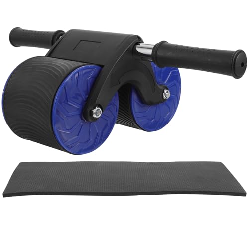 Abaodam Automatic Rebound Abdominal Wheel with Anti-skid Dual Wheels and Knee Pad Pressure-resistant Core Training Roller for Home Gym Fitness Suitable for Men Beginners to Pros