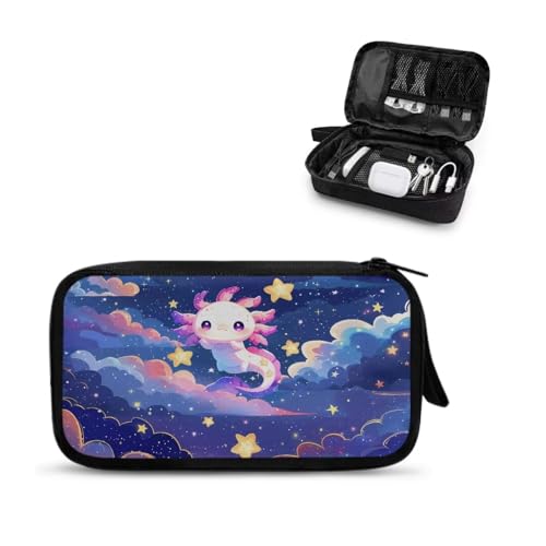 Cartoon Axolotl Print Travel Cable Organizer Bag Waterproof Portable Electronic Accessories Organizer for USB Cable Cord Phone Charger Headset Wire SD Card - color: Cartoon Axolotl Print