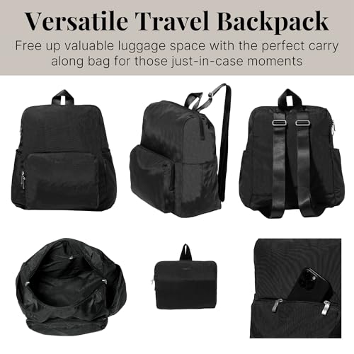 Baggallini Women's Carryall Packable Backpack, Black - color: Black