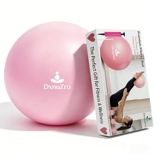 9 Inch Pink Pilates Ball, Exercise Stability Yoga Ball Small Exercise Ball with Air Pump for Core Workout, Balance Training, Home Gym, Office, Physical Therapy