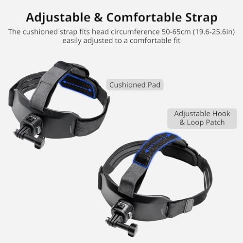 SMALLRIG Head Strap Mount with Magnetic Quick Release One-Click Button Adapter Base Adjustable Fit, for Hero 13/12/11/10/9 Black, for DJI Osmo Action 6/5 Pro/4/3, for Insta360 Ace Pro 2-5724 - style: Head Strap