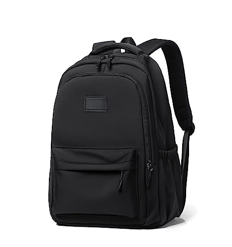 Water-Resistant Casual Backpack - Lightweight Travel Daypack with Laptop Compartment & Multi-Pocket Design (Black) - color: Black