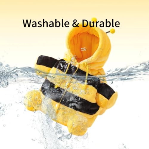 Cat Puppy Warm Carrier Backpack Cute Bear Bee Design Head Out Adjustable Hood Safety Clip for Cat Small Dog (bee,Small) - color: bee, size: Small