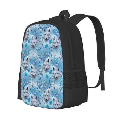 Ergonomic Padded Backpack Love Heart Wolf Dream Catcher, Anti Theft Spacious Travel Daypack Sturdy Polyester Bag for Commute Gym Outdoor Leisure Use - color: Design (1205)
