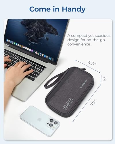 BAGSMART Small Travel Cable Organizer, Tech Organizer for Charger, Phone, Black - color: Black