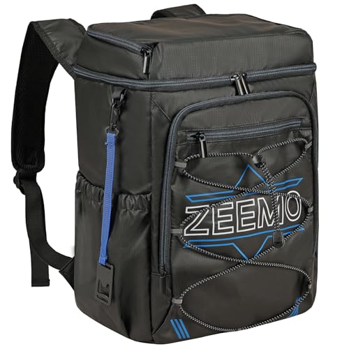 ZEEMO Backpack Cooler for Men, Insulated Leak Proof Lunch Bag, Large Capacity Lightweight Rucksack for Picnic, Beach, Backyard, Black