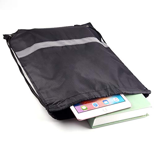 KUUQA 12 Pcs Drawstring Backpack Bag Bulk Reflective Black - color: Black