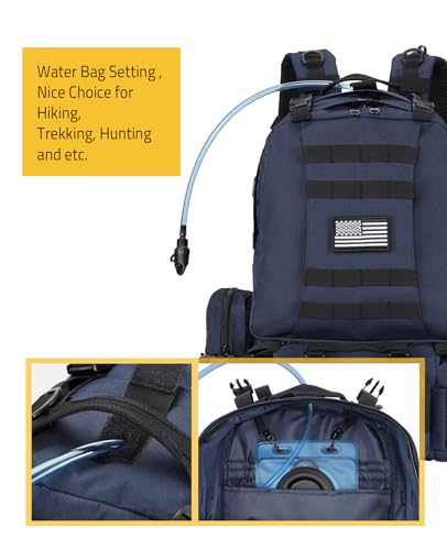 CVLIFE Tactical Backpack Military Army Rucksack 60L Large Assault Pack Detachable Molle Bag, Blue - color: Blue