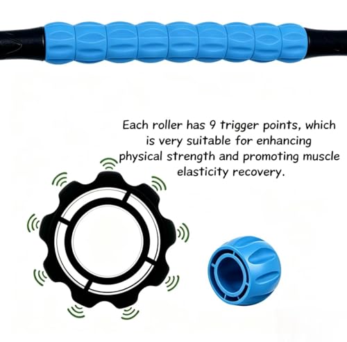 Muscle Roller Stick - A Full-Body Massage Roller that Can Relieve Muscle Soreness, Cramps and Tension After Exercise. It is a Handheld Physical Therapy and Recovery Tool（Black and Blue） - color: Blue