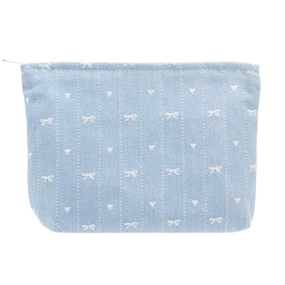 PAZIMIIK Makeup Bag Large Cotton Zipper Pouch for Purse Travel Canvas Make Up Organizer for Women Cosmetic,Jean Light - color: Jean Light