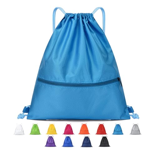Drawstring Backpack Bag Sport Gym Sackpack-Large(Turquoise) - color: Turquoise