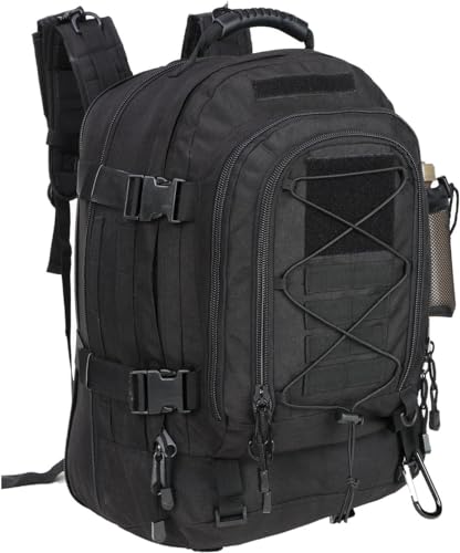 Expandable 40-64L Military Tactical Backpack 3 Day Bag Hiking Gym Sport Camping - color: Black