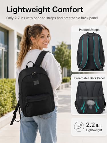 Hanke Expandable Laptop Backpack for Women and Men, 24L-30L Travel Backpack, 15.6 Inch College Laptop Bookbag for Work, Water Resistant Carry On Personal Item Bag, Black - color: Black