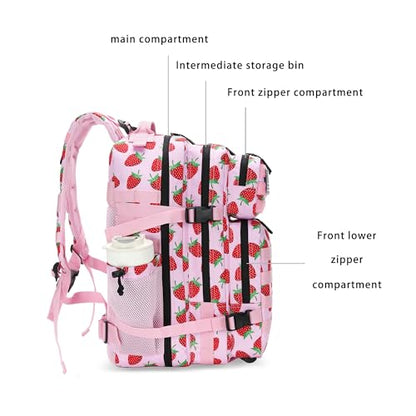 Lovelinks21 45L Tactical Assault Backpack 3 day assault pack with Molle Waterproof backpack Rucksack for Tactical Backpacks (Strawberry) - color: Strawberry