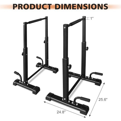 Adjustable Height Dip Bar Station, Heavy Duty Dip Station for Home Gym,Multi-function Dip Station Pull Up Bar Full Body Strength Training Workout Fitness Equipment for Tricep Dips - color: Dip Bar Station Set