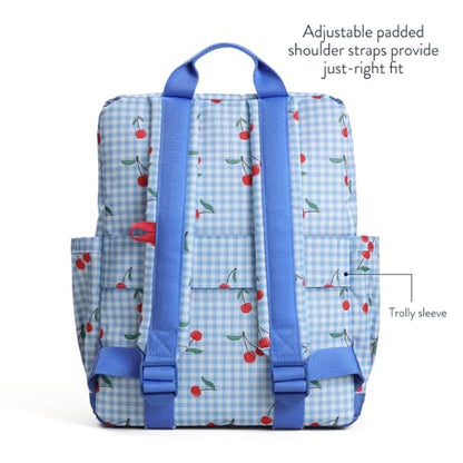 Itzy Ritzy Toddler & Kids Backpack - Lightweight Preschool & Elementary School Bag with Padded Straps, Trolley Sleeve, 2 Side Pockets, Tablet Sleeve & Name Label (Cherries) - color: Cherries